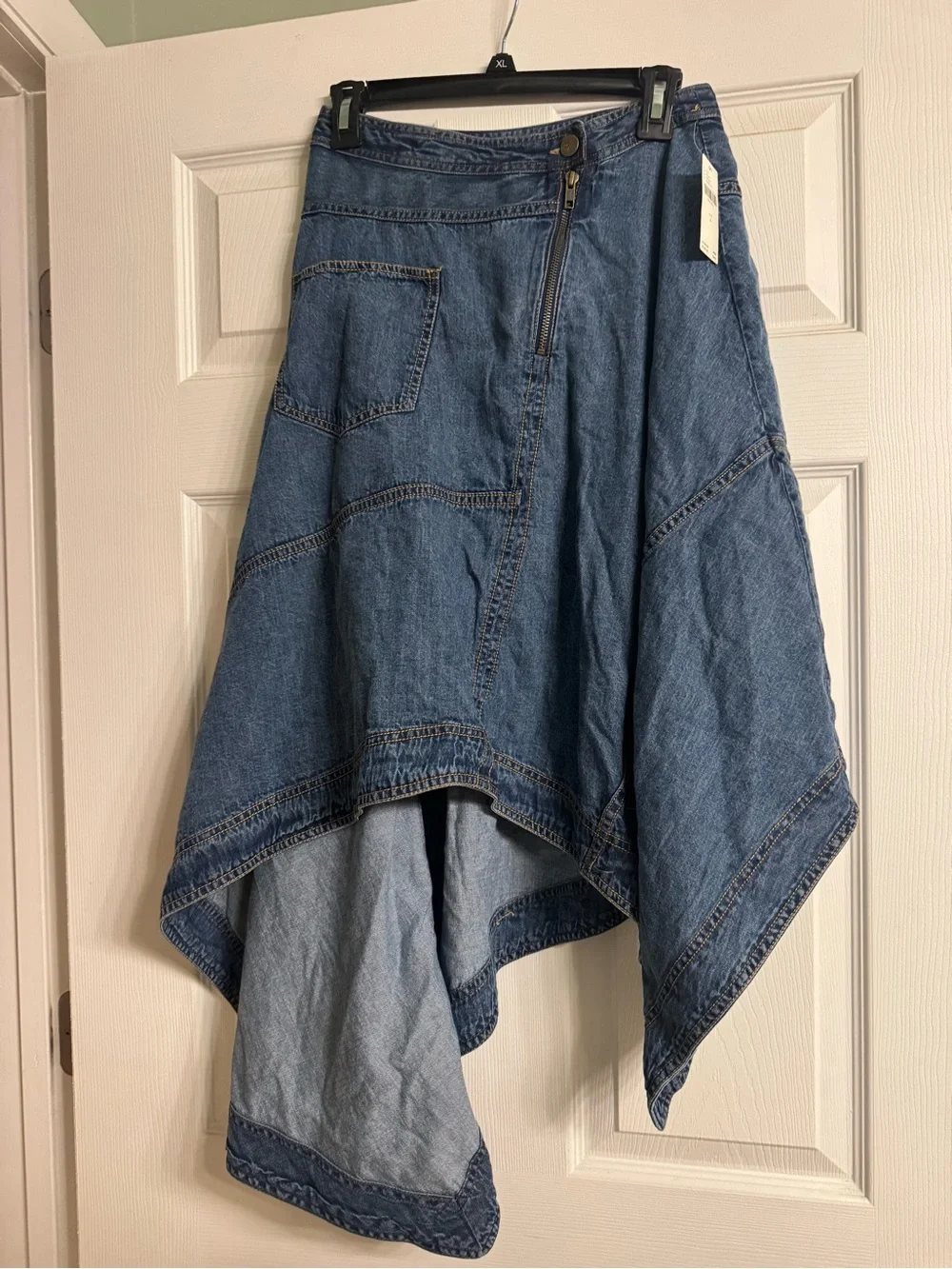 Pilcro Reworked Asymmetrical Denim Midi Skirt, size 4 - Picture 2 of 6